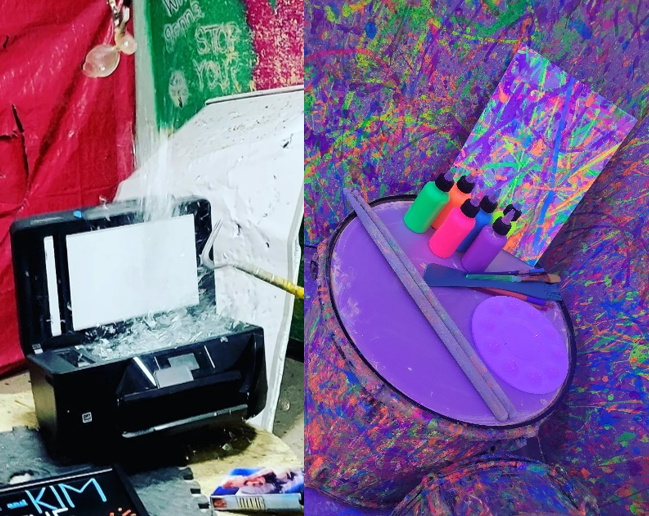 breakandsplatter a bunch of items that are sitting on a desk